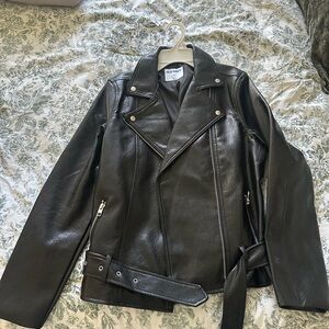 Old Navy Women's Black Leather Moto Jacket